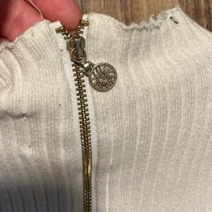 Cream/white mock neck tee